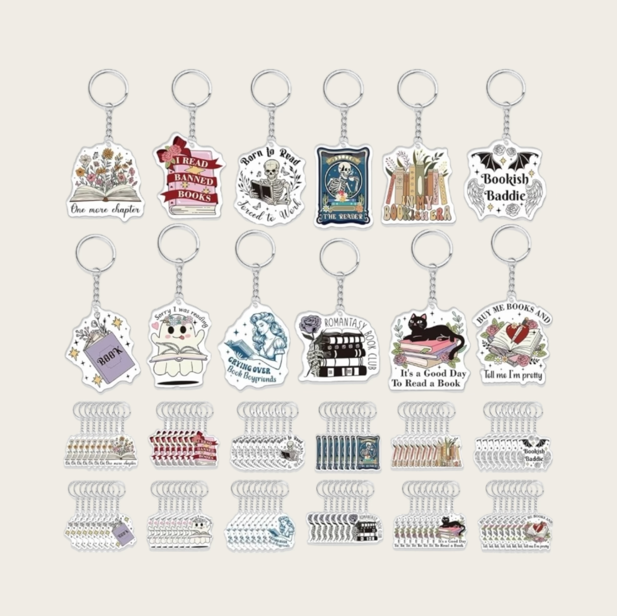 Book theme  keychains