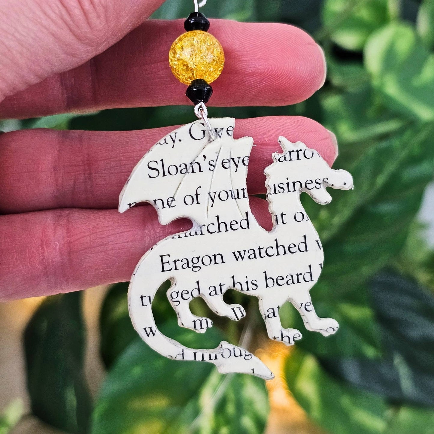 Dragon Book Page Earrings