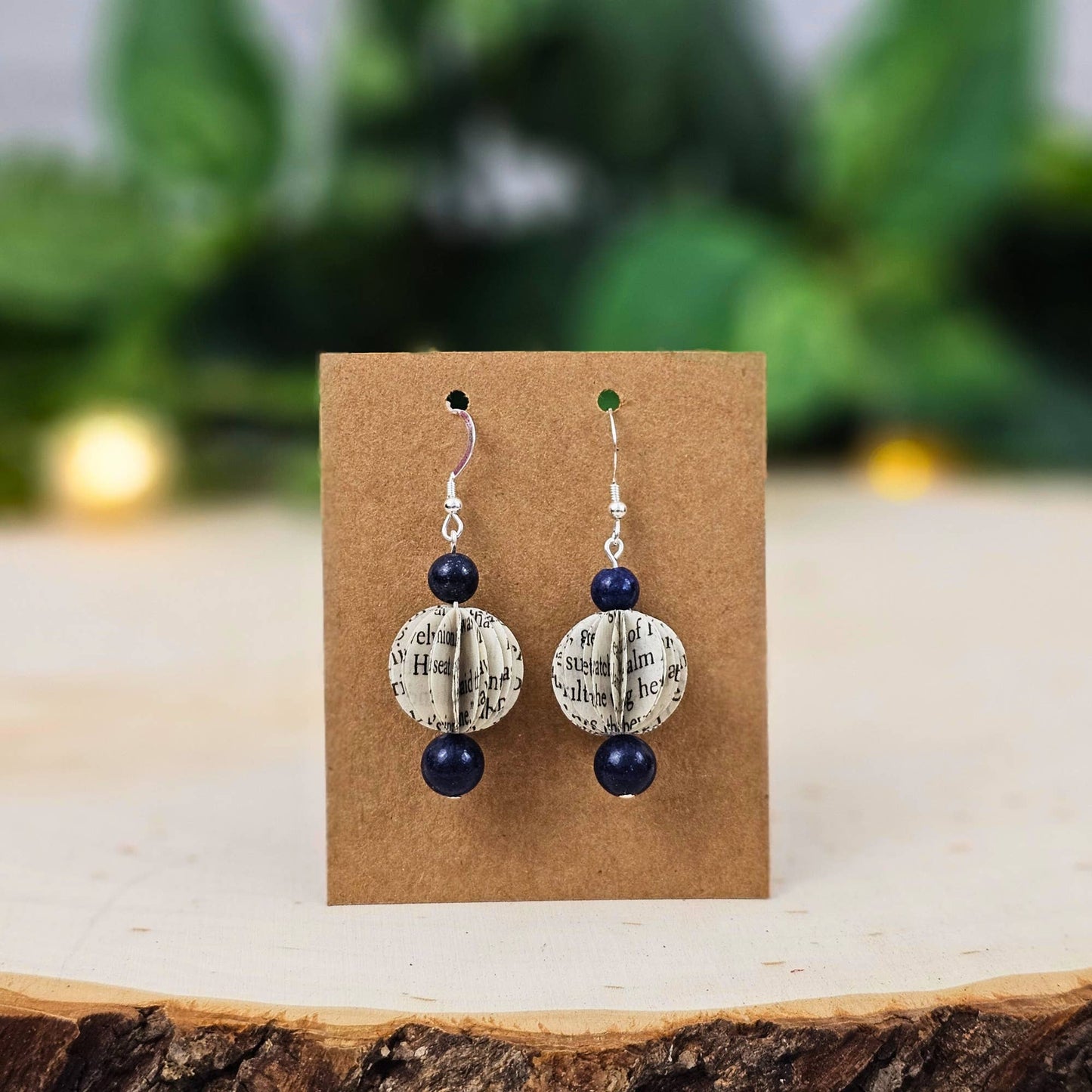 Book Bead Dangle Earrings - Literary Jewelry for Bookstores