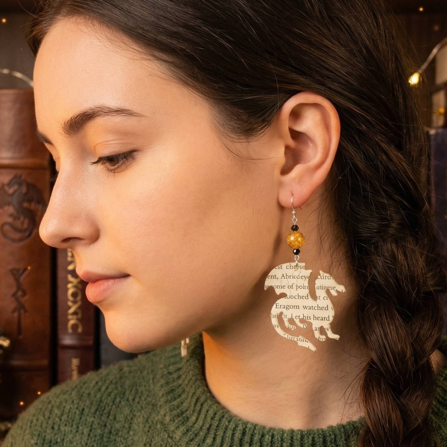 Dragon Book Page Earrings