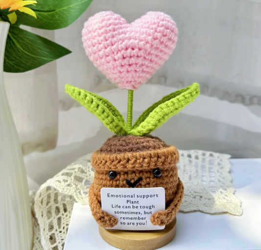 Handmade Emotional Support Plant With Pink Heart