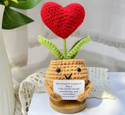 Handmade Emotional Support Plant With Red Heart