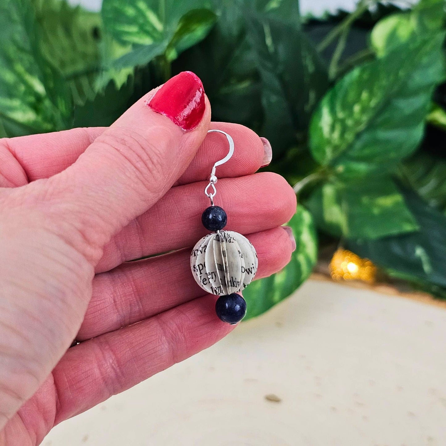Book Bead Dangle Earrings - Literary Jewelry for Bookstores