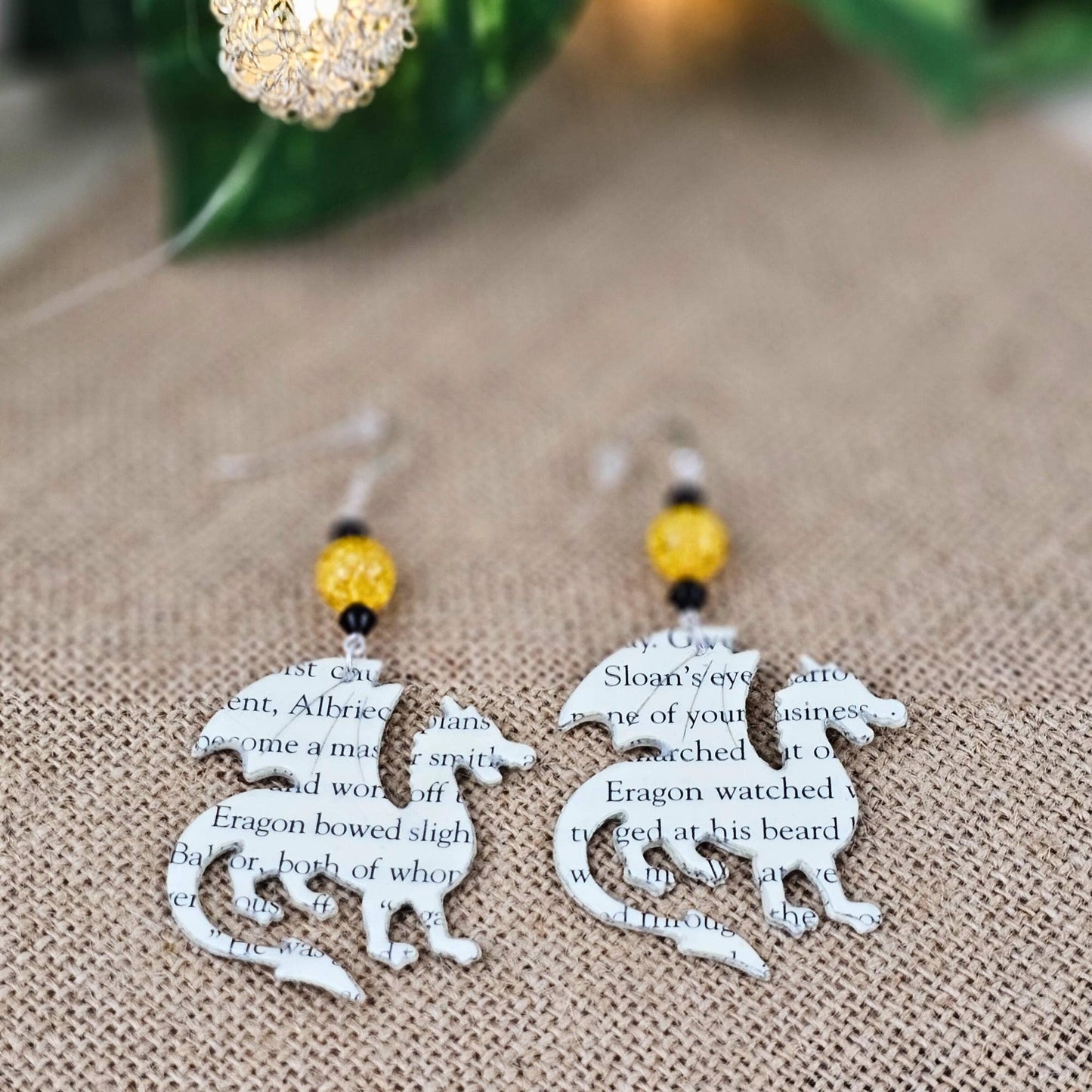 Dragon Book Page Earrings