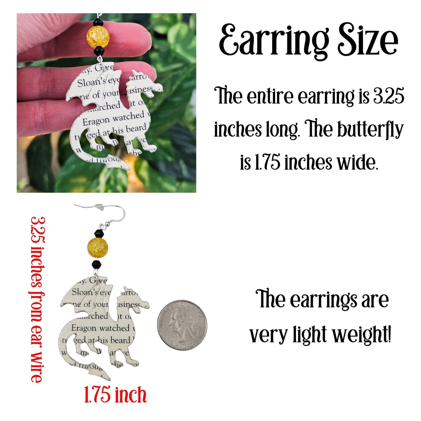 Dragon Book Page Earrings