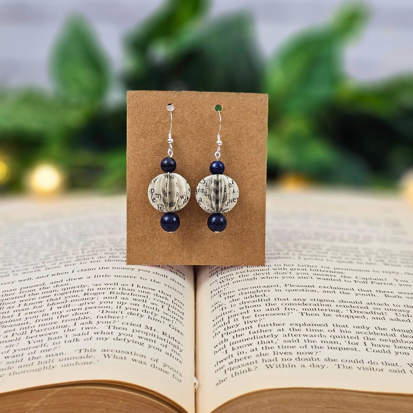 Book Bead Dangle Earrings - Literary Jewelry for Bookstores
