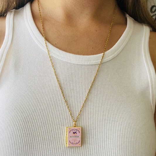 Book Locket Necklace - Bridgerton - Pink